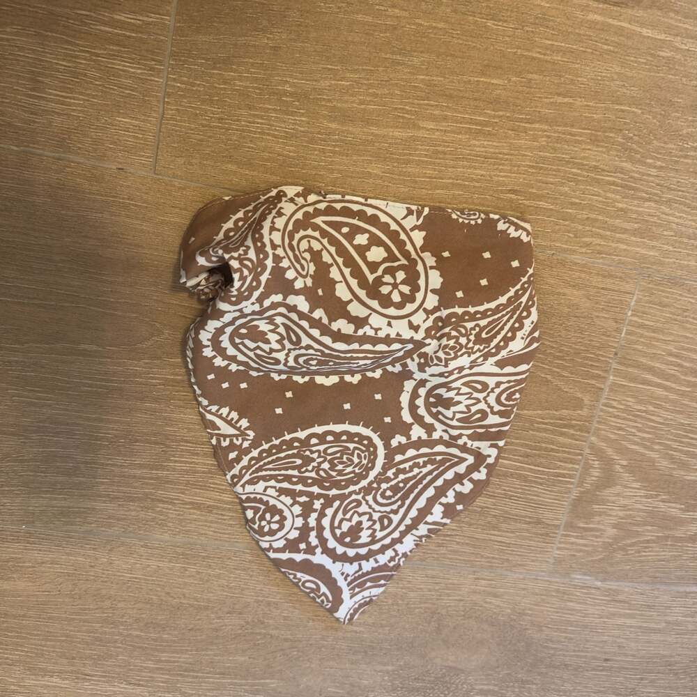 Brown Paisley Print Bandana Headband with Hair Clips